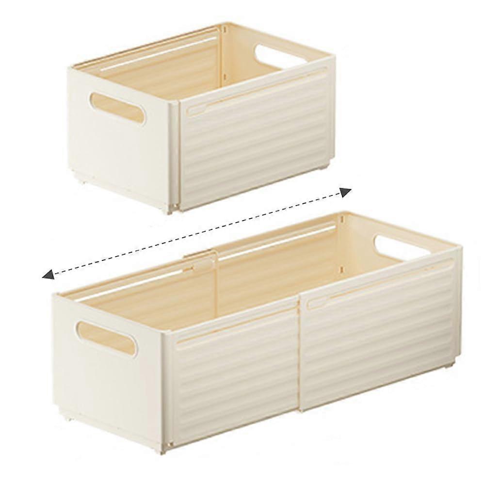 Foldable Storage Bins 2 Pack Adjustable Expandable Drawer Organizers for Kitchen Closet Bedroom