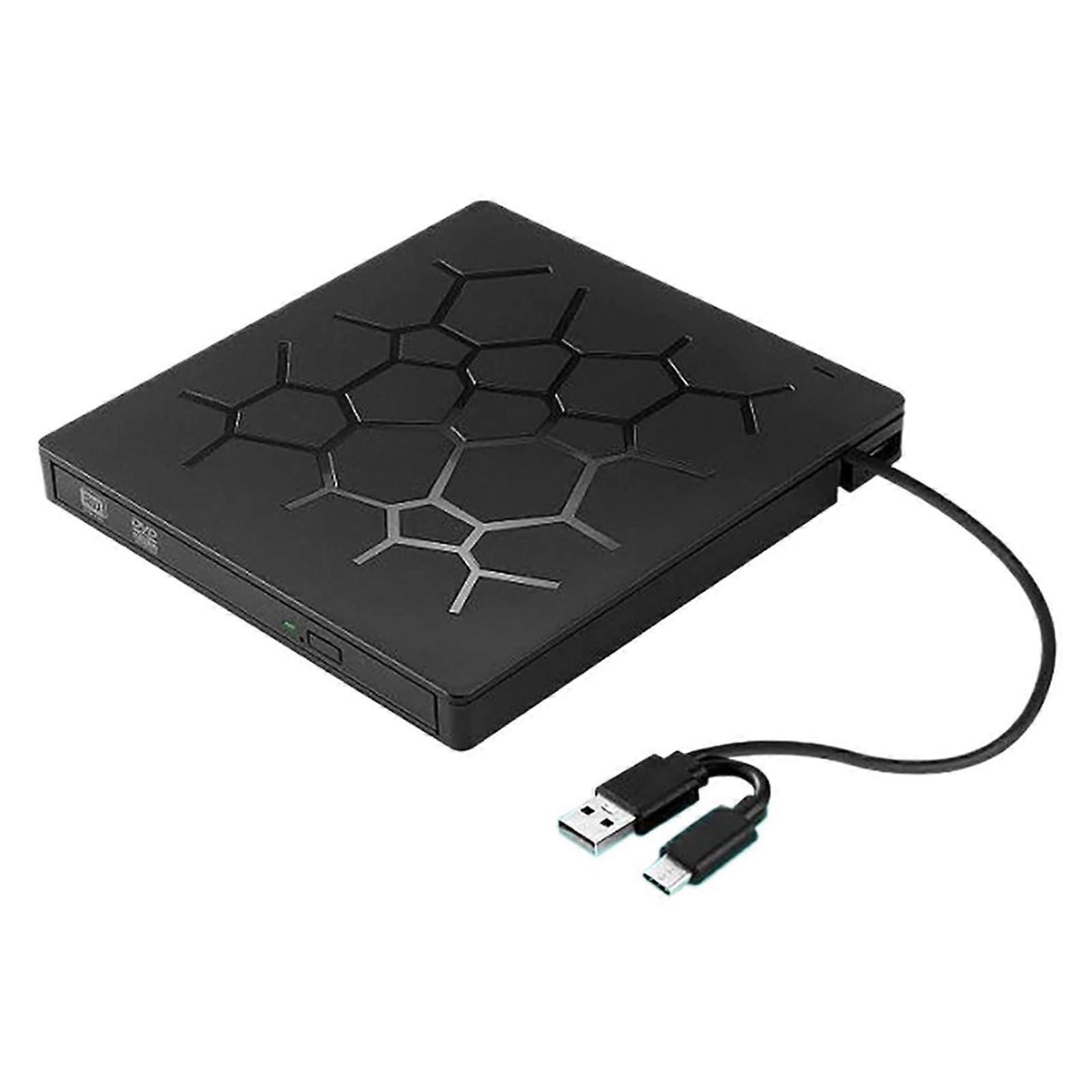 External CD DVD Drive USB 3.0 TypeC 6in1 with Bluray Playback and SD/TF Card Reader for PC Laptop