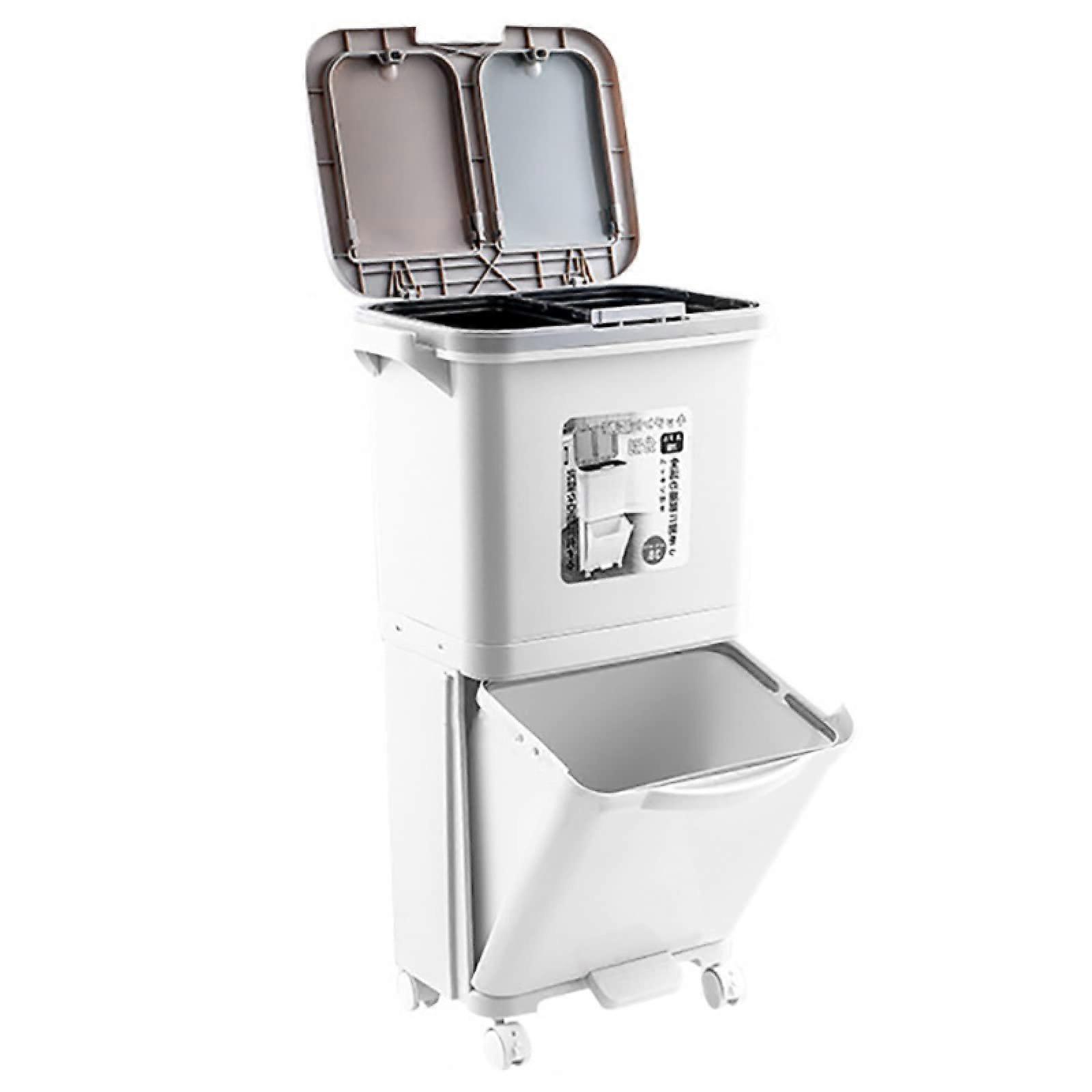 Large Kitchen Trash Can with OdorSealing Lid, Wheels, Slim Rectangular Recycling Bin 42L