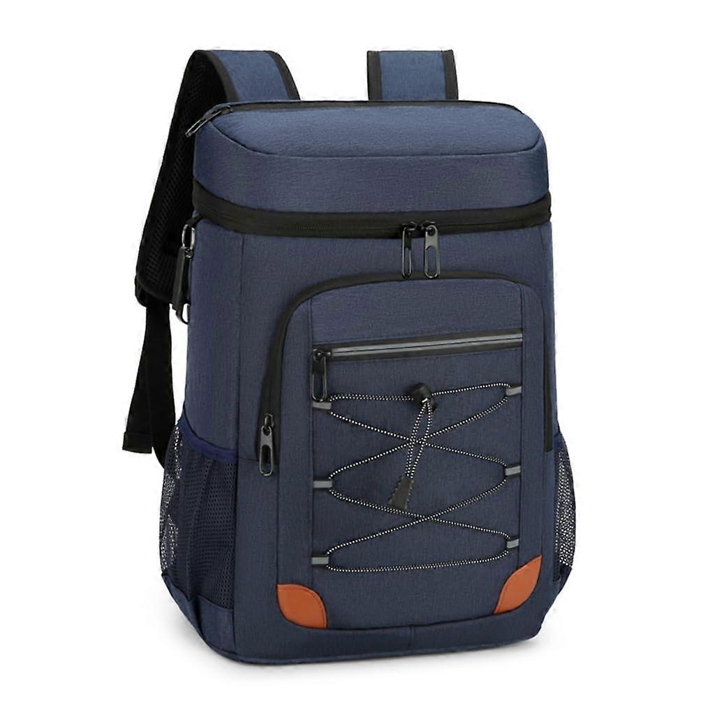 Leakproof Insulated Cooler Backpack with Multiple Pockets and Bottle Opener for Camping Blue