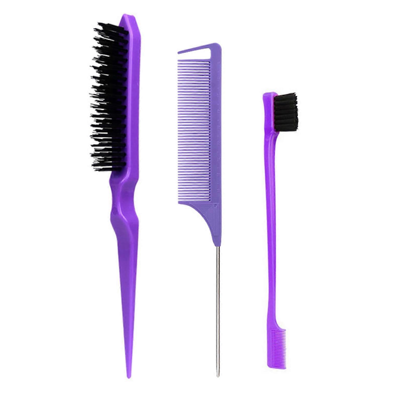 3Pcs Edge Control Brush and Hair Styling Comb Set for Precise Edge Grooming and Versatile Use
