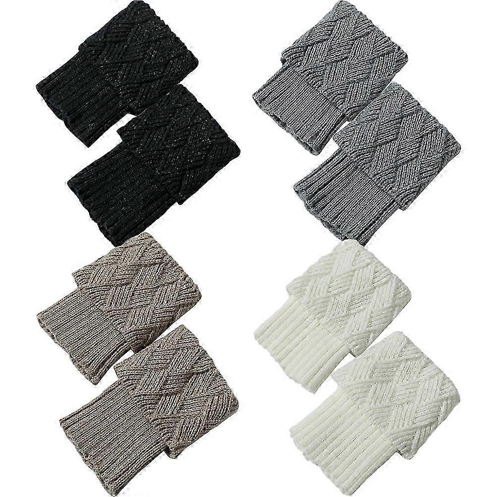 Leg Cover Warmers Knitted Wind Blocking Simple Design Black 4Pairs