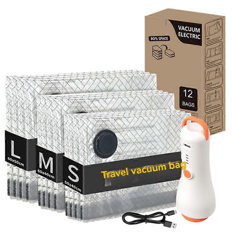 Travel Vacuum Bag with Electric Pump 12pcs