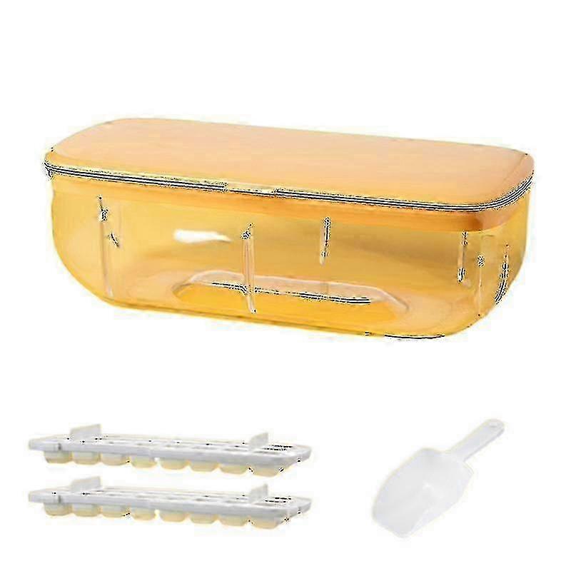 Press Ice Maker Silicone Ice Cube Tray Kitchen Container Box(size:orange 48 Grids)