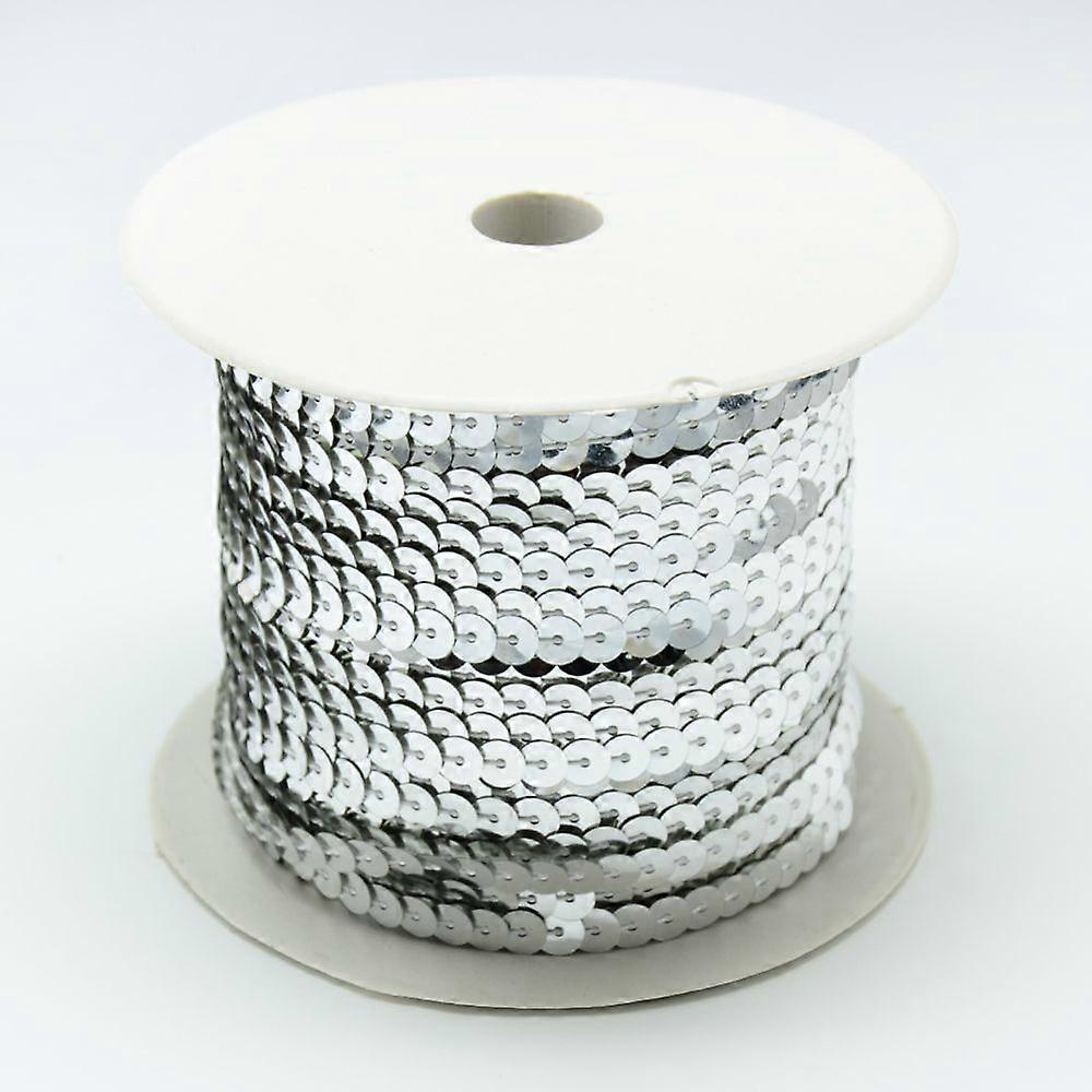 Plastic Paillette Beads Sequins Beads Ornament Accessories Flat Round Silver 4mm 100yards/roll