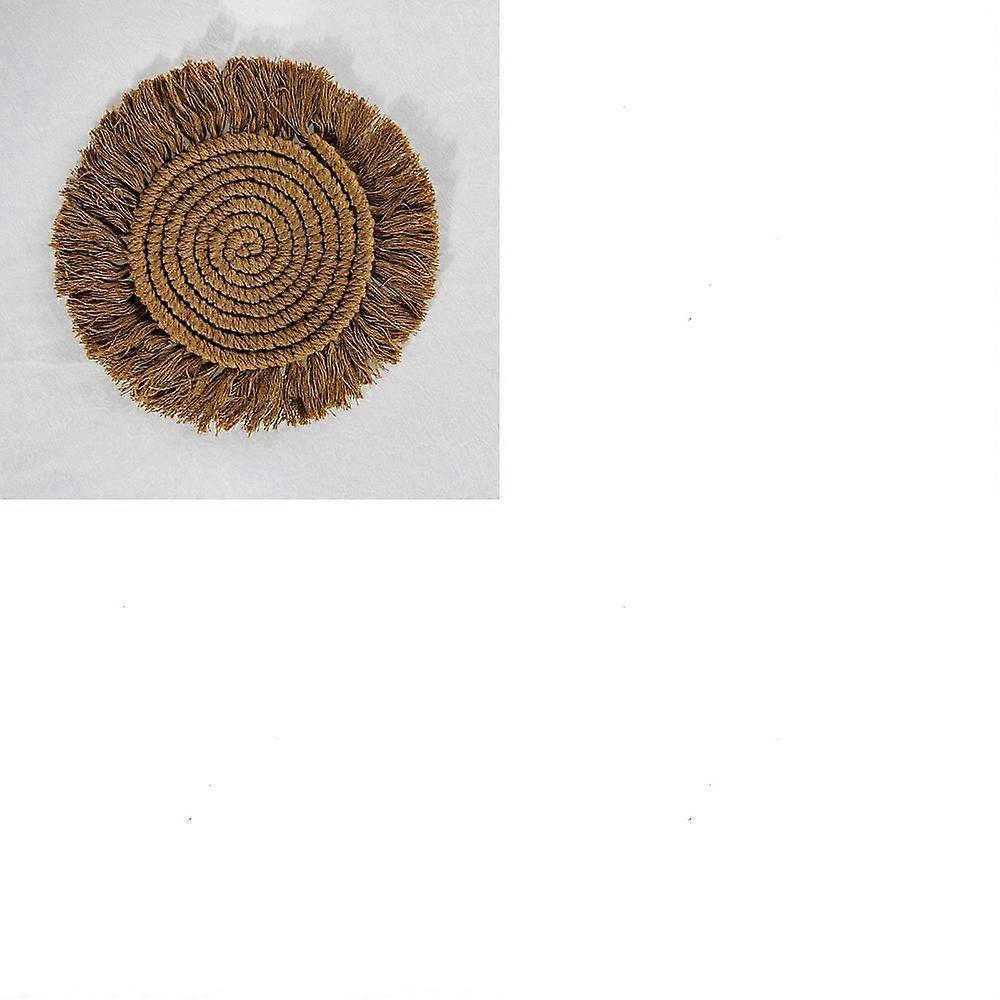 2pcs Cotton Macrame Cup Mats Handmade Tassel Coaster Round Peru 180mm