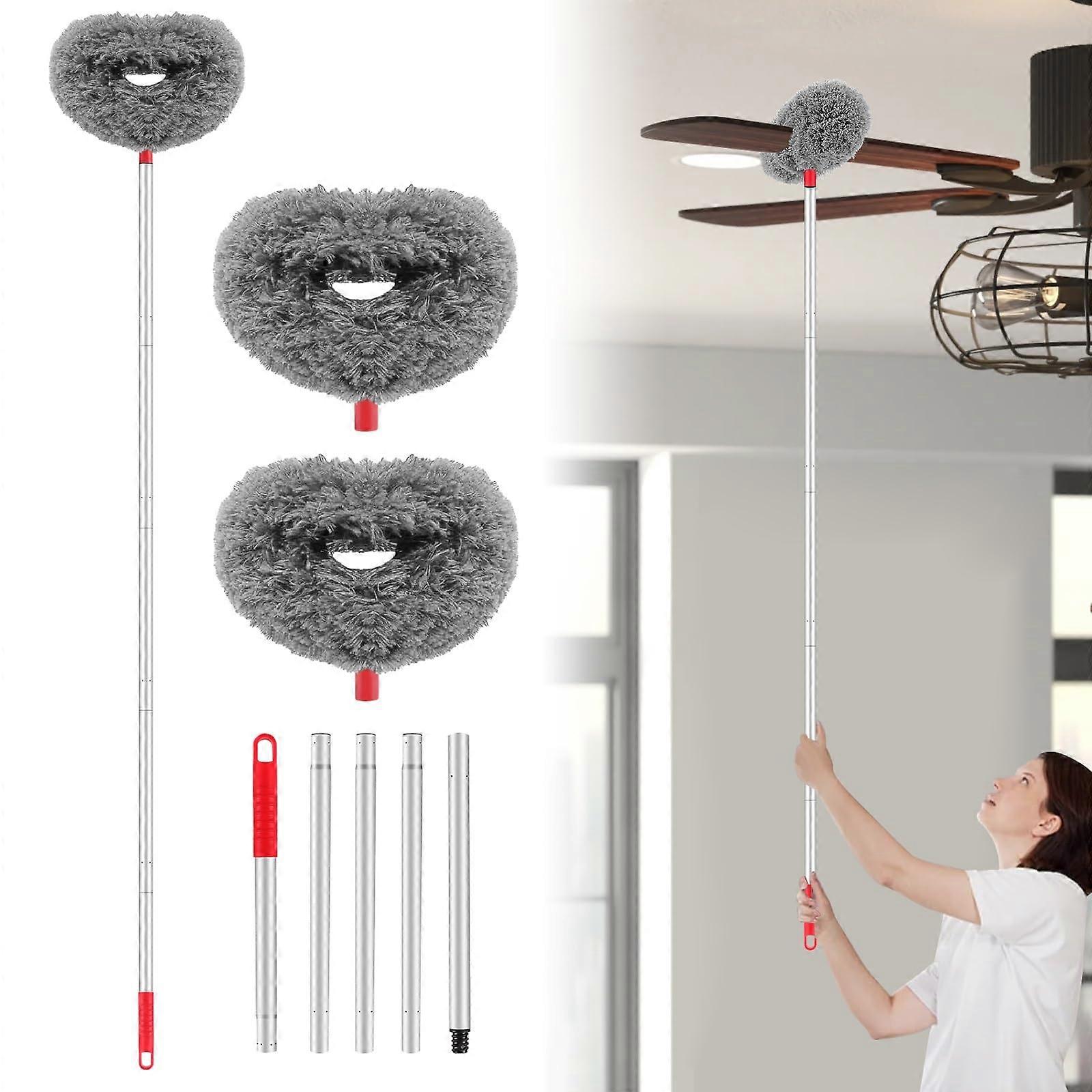 Ceiling Fan Duster with 66'' Extension Pole, Washable Microfiber Head, 2 Pack for  Surfaces