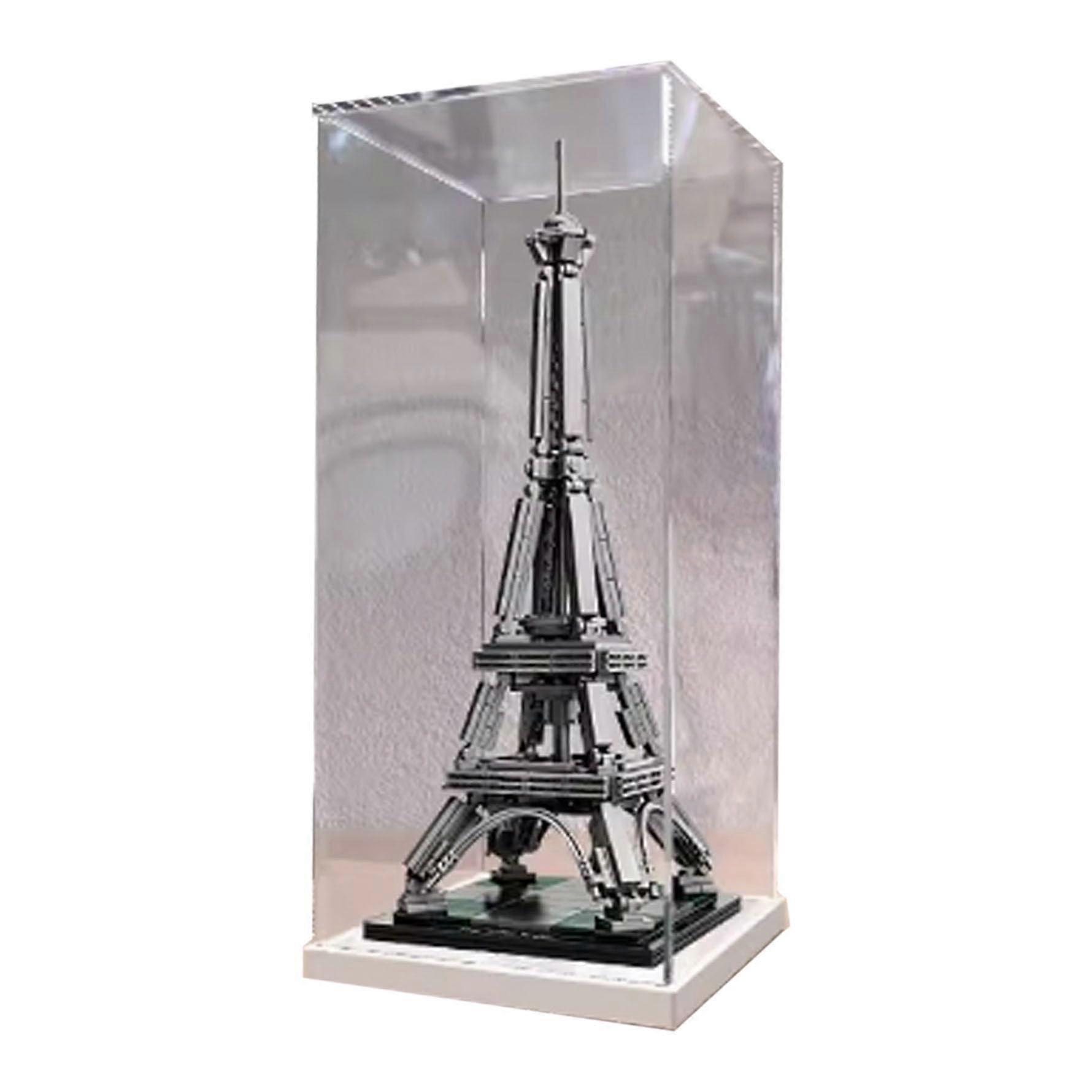 Eiffel Tower Display Case Acrylic Dustproof Box for  21019 with Thickened White Base