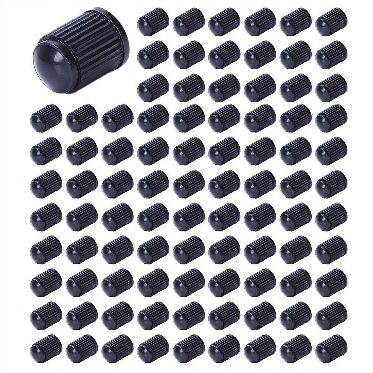 Set of 100 - Black Plastic Replacement Valve Caps