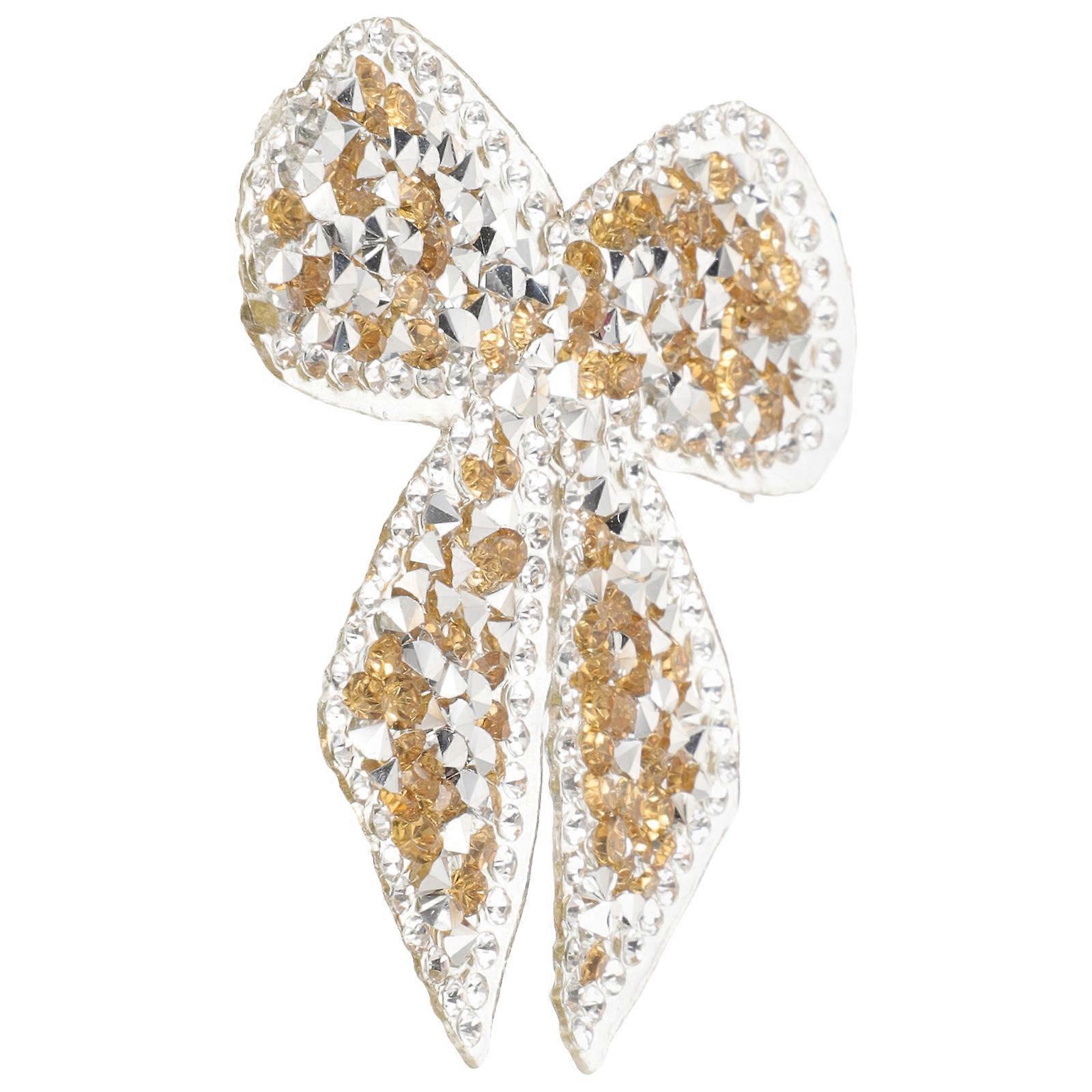 Rhinestone Bowknot Applique Patch for Sewing Decor Yellow