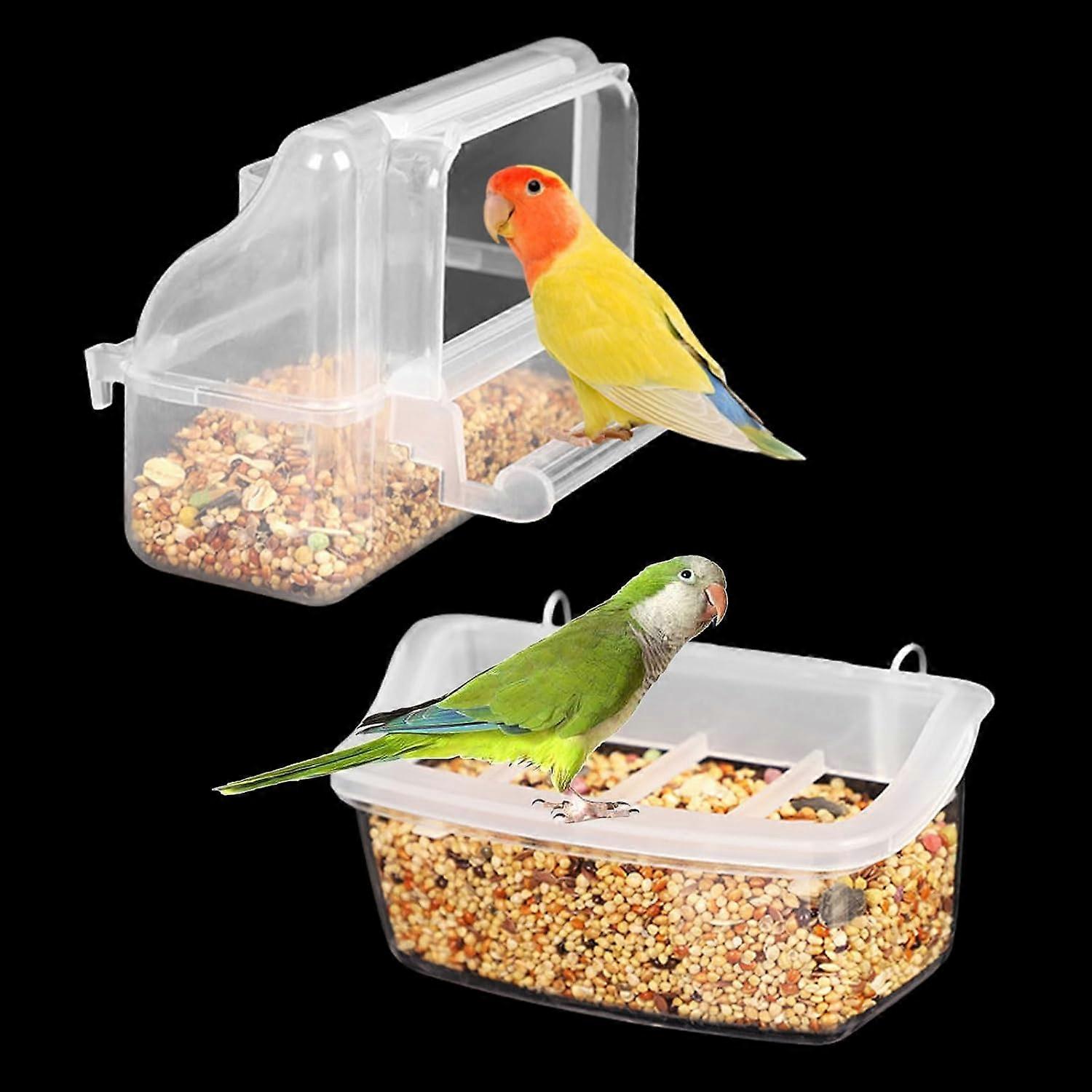 2-piece plastic birdcage bird feeder set