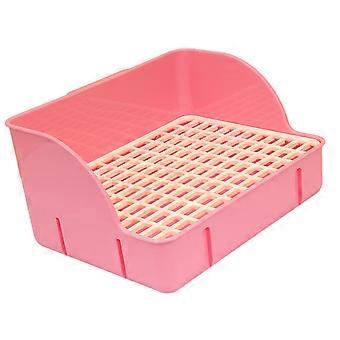 Menolana Konijnenhoek Kattenbak 29x22x15,5cm Potje Training Hoek Toiletbak voor Cavia's Chinchilla's Kooi Accessoires roze PP Gaas
