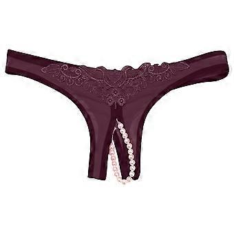 Womens Lace G-String Panties Pendant Pearl Beads Cheeky Underwear Cutout V-Strings Cute Lingerie for Women Sex T Pants