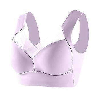 Sujetador sin aros para busto grande, diseño sin costuras con paneles de soporte lateral, perfecto para copas grandes y aspecto liso. Color morado claro, talla 42.