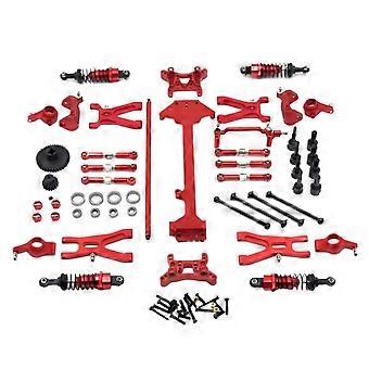 Metalen upgradekit voor RC-auto's van WLtoys 1/18 A949 A959 A969 A979 K929 met rode aandrijfas en schokdemperstang.