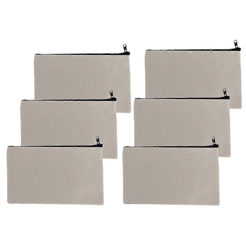 Canvas Pencil Bag for Storage Use 6Pcs Multi-Function Portable Pen Pouches