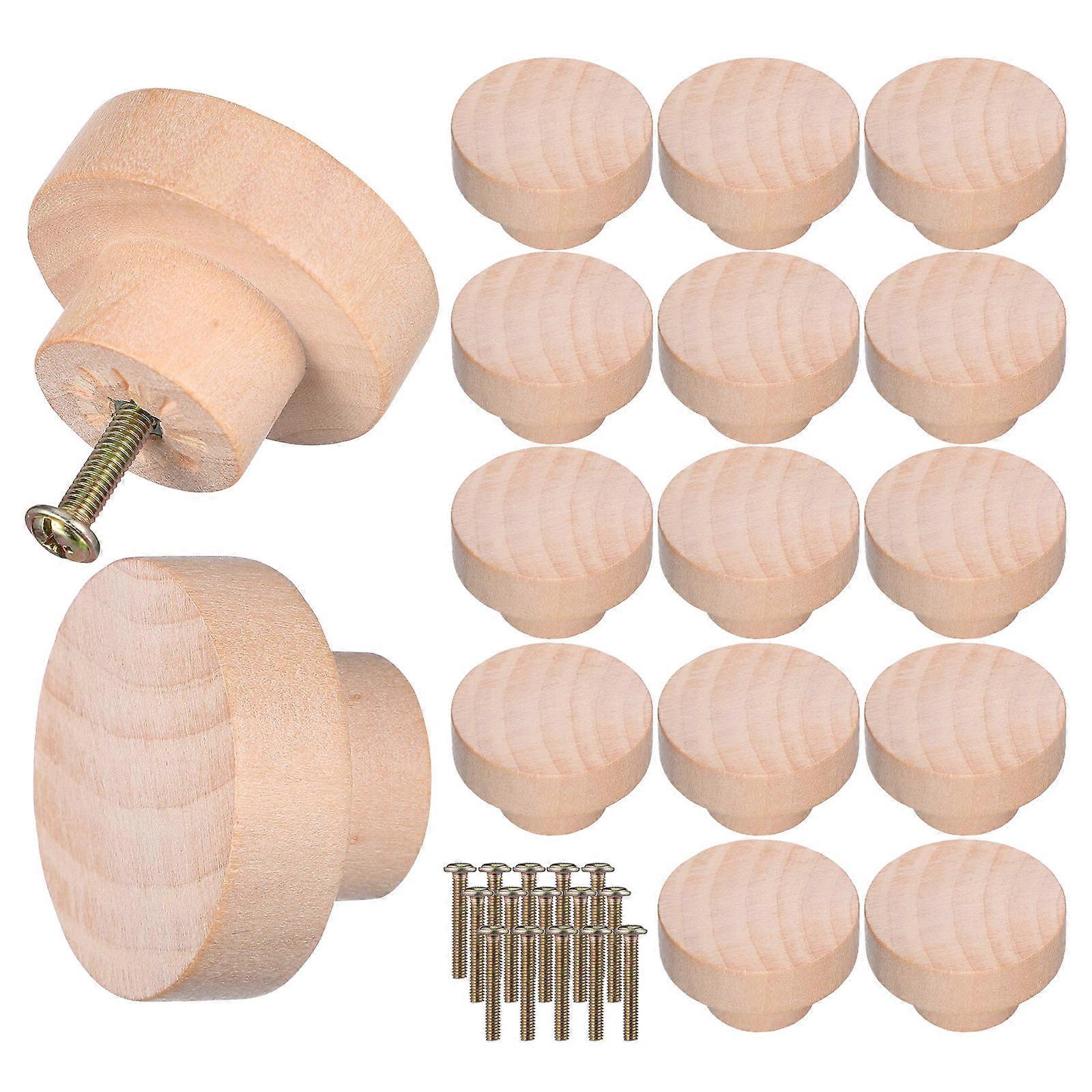 Wooden Cabinet Knobs Drawer Knobs for Home Use 16Pcs Beige Handles