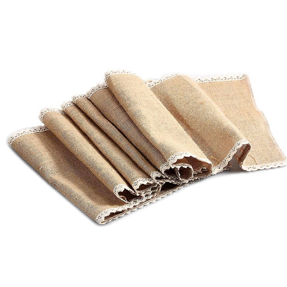 Khaki Burlap Lace Table Runner for Table Decoration 3Pcs Use