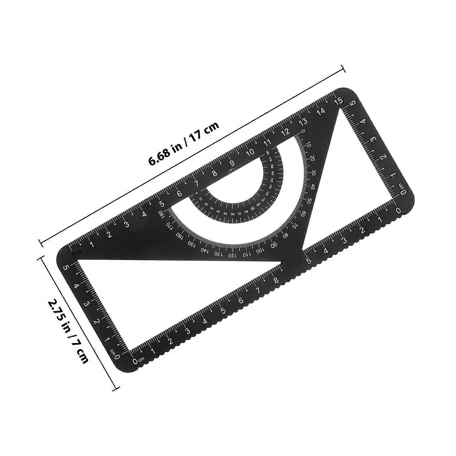 Multipurpose Metal Ruler Drawing Measurement Triangle Straightedge Protractor Set