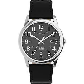 Timex Mens Easy Reader Black Dial Leather Strap Watch TW2Y12800 | Acotis