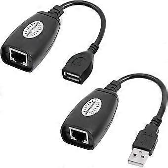 USB 2.0 Ethernet Extender Adapter USB to RJ45 Ethernet Male for Cat6/5/5e Extension Cable Adapter up to 50m