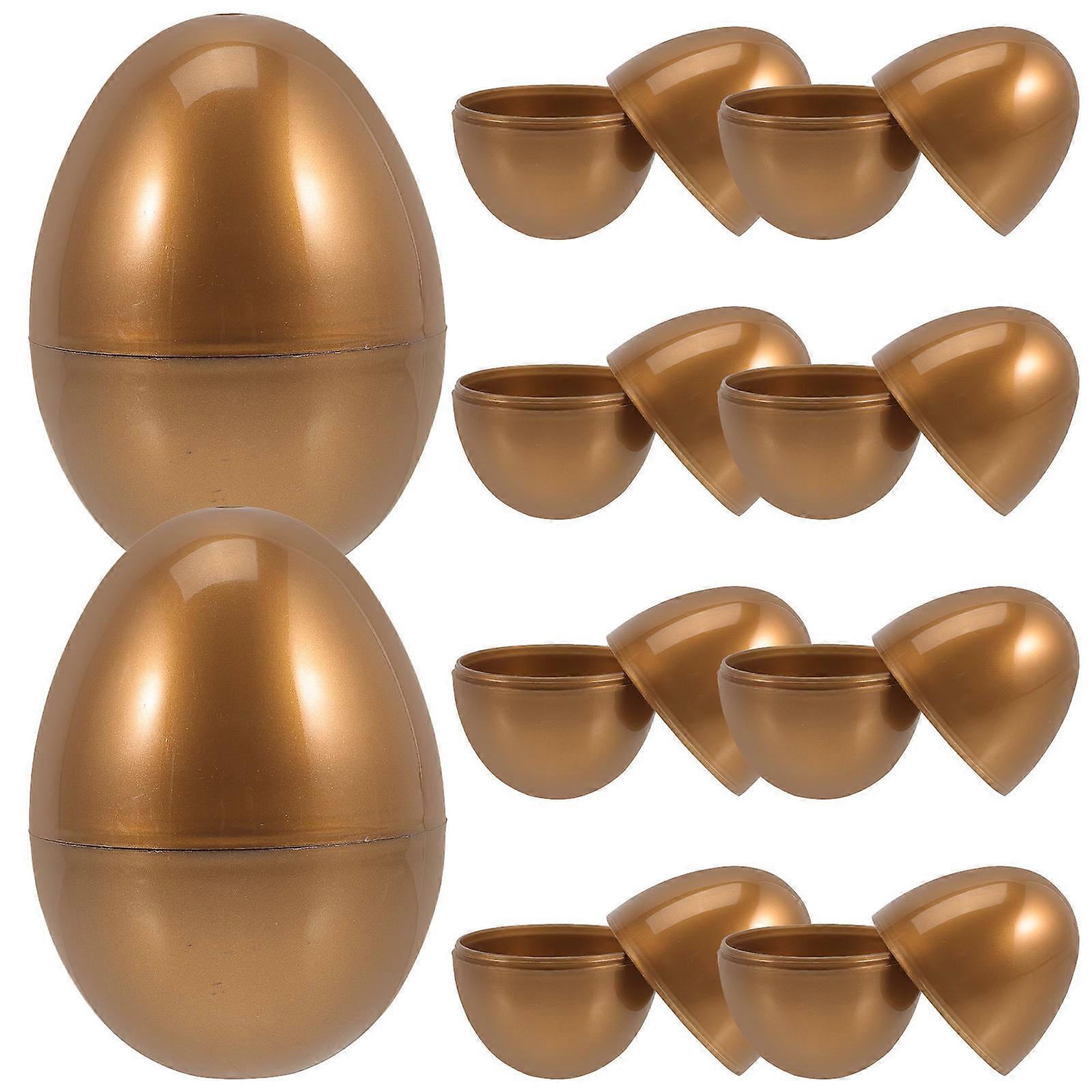 Golden Plastic Easter Eggs Fillable for Decor 10Pcs Easter Egg Shape Candy Boxes