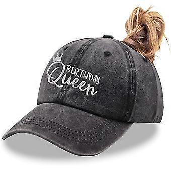 Birthday Queen Ponytail Hat, Funny Birthday Party Embroidery Adjustable Baseball Cap for Mrs Wife Girlfriend