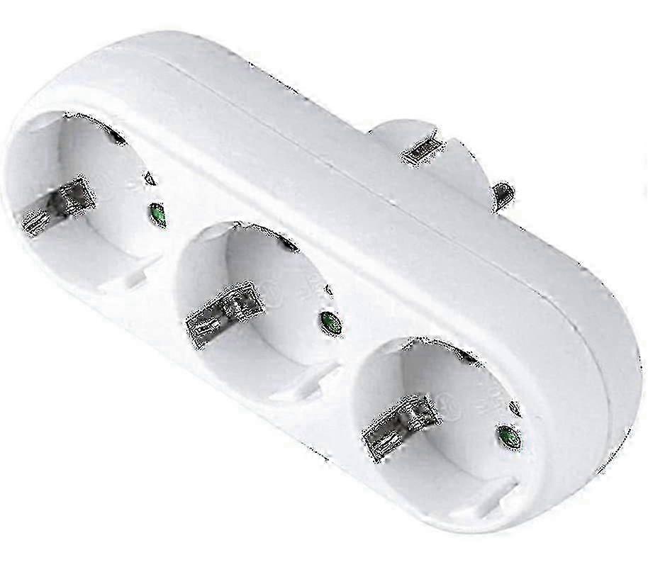 3-Way Socket Adapter, White Glossy Wall or Table Socket, 16A 250V UK Plug