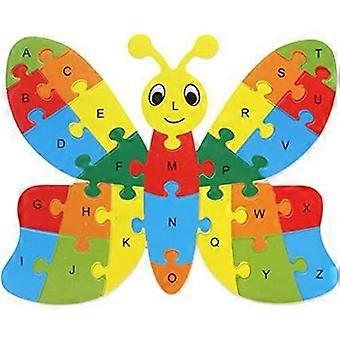 Colorful Wooden Jigsaw Puzzle Lianshi Alphabet Jigsaw Puzzle 26 English Letters Spell Children's Toys Butterfly Puzzle
