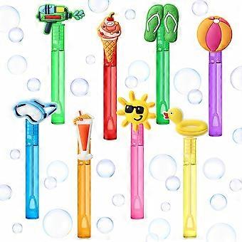 24 Pcs Mini Bubble Wands for Pool Beach Party, Assorted Cartoon Designs for Birthday Party Favors and Summer Fun