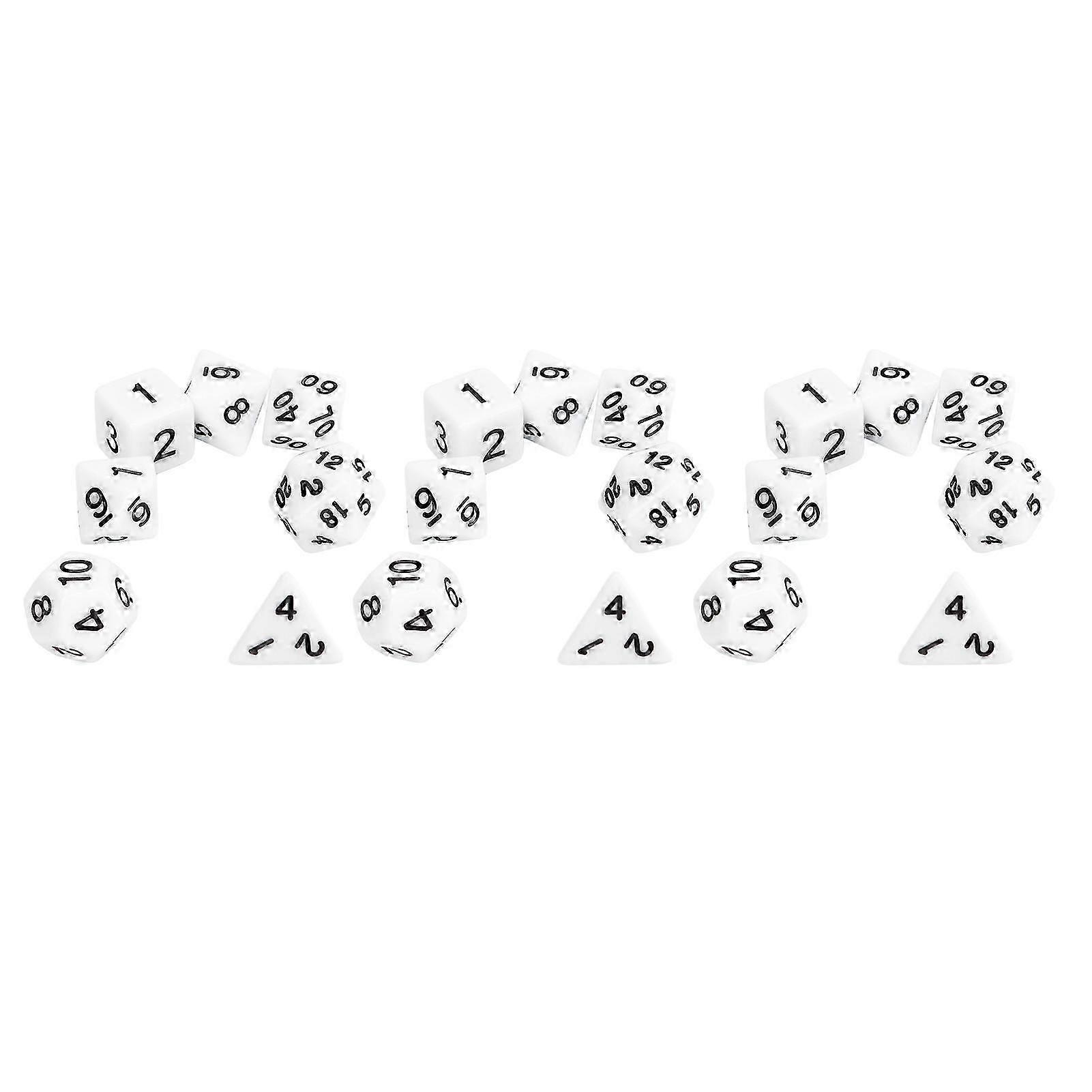 21Pcs Multi Sided Dice Set Waterproof Safe Practical Puzzle Tabletop Game Polyhedral Dice Kit White