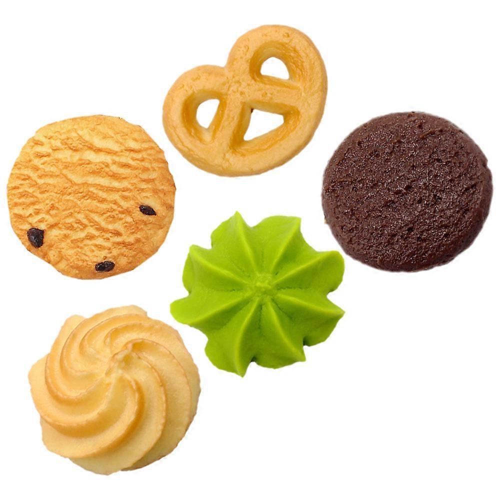 5pcs Artificial Cookie Fake Biscuits Model Simulation Cookie Realistic Dessert Decor