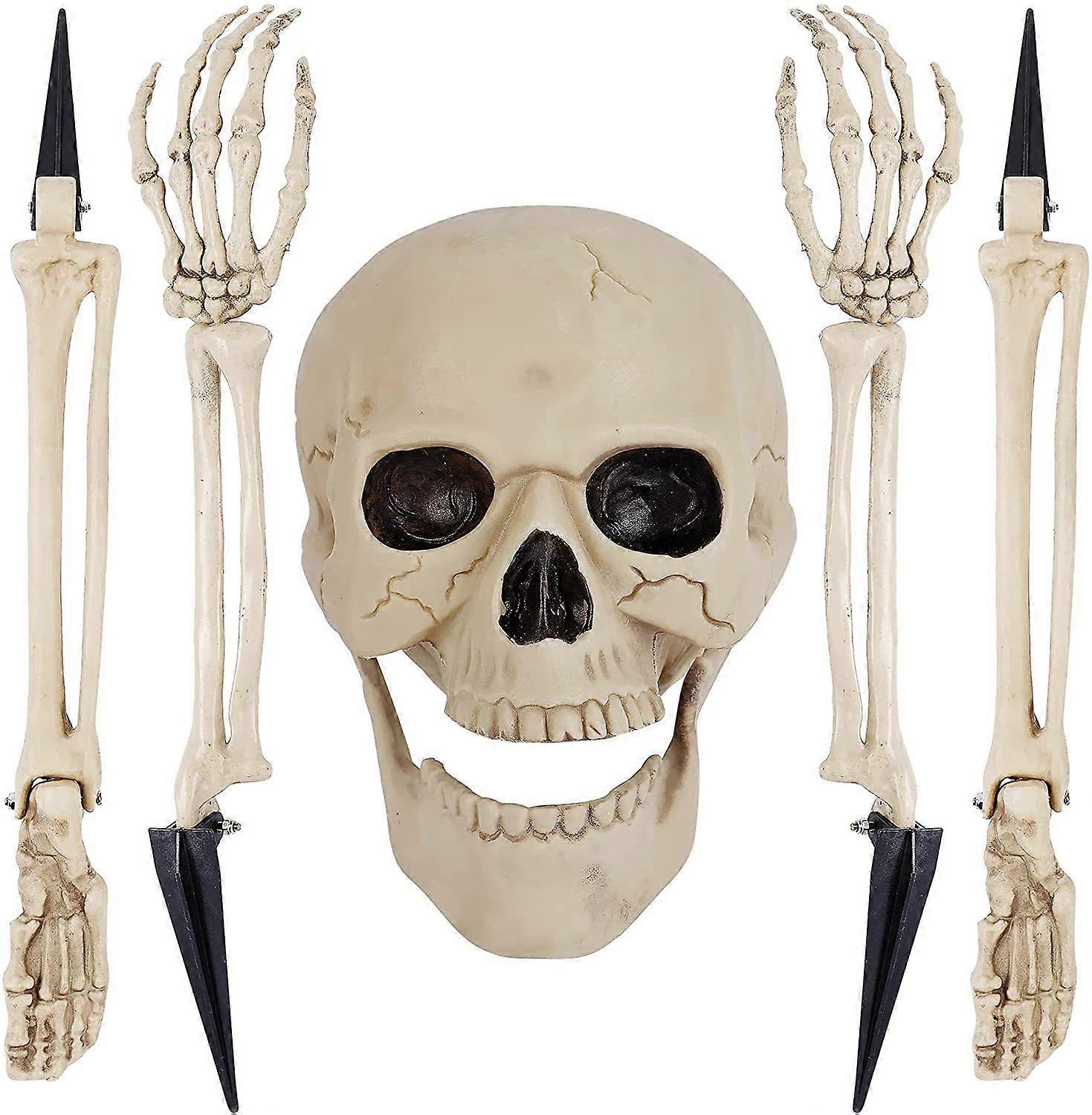 Halloween Skeleton Ground Stake Skull and Bones Yard Decor Set