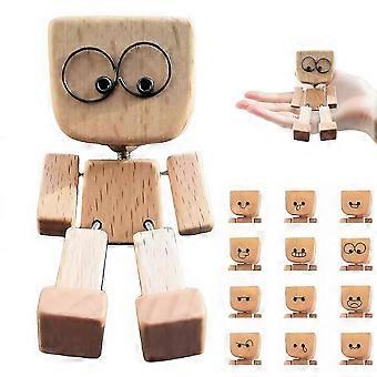 Wooden Bobblehead Figure with Magnetic Faces Handmade Wiggling Car Decoration for Dashboard Office Creative Gift