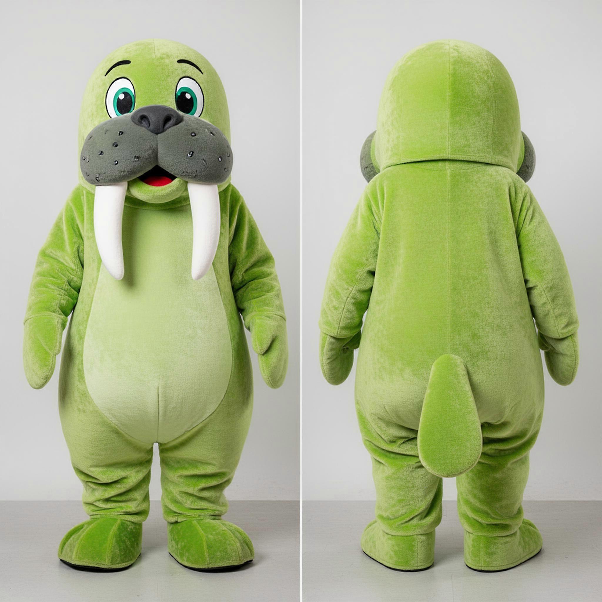 MASTICOT Lime Green Cartoon Walrus Mascot