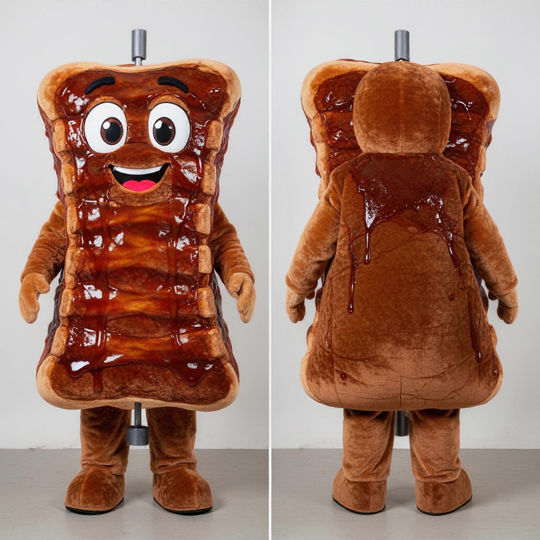 MASTICOT Rust Orange Grinning Bbq Ribs Mascot