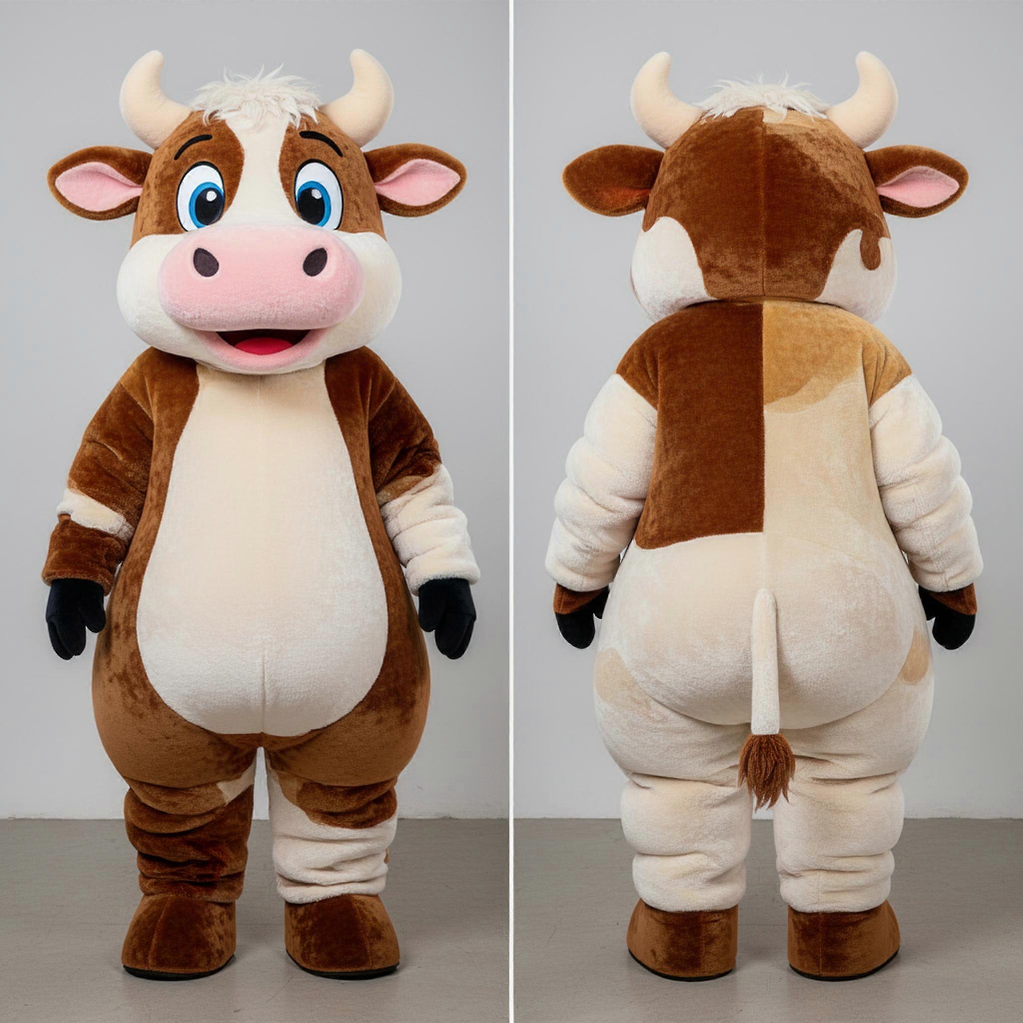 MASTICOT Soft Brown Gentle Cow Mascot
