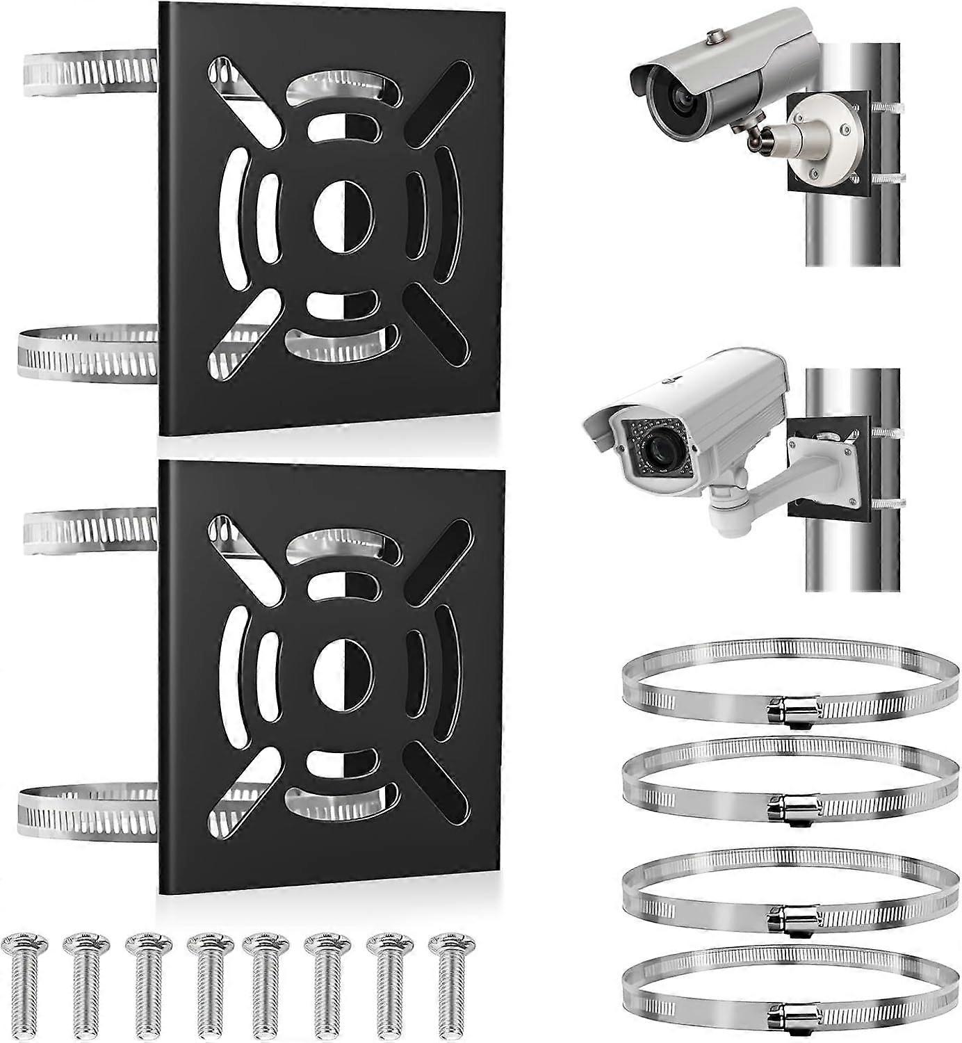 2 Pack CCTV Security Camera Pole Mount Brackets with 4 Adjustable Loops