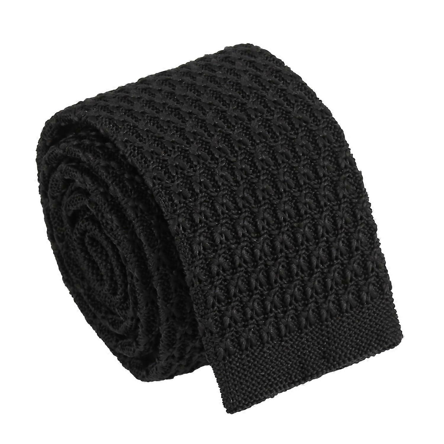 Black Knitted Trellis Slim Tie