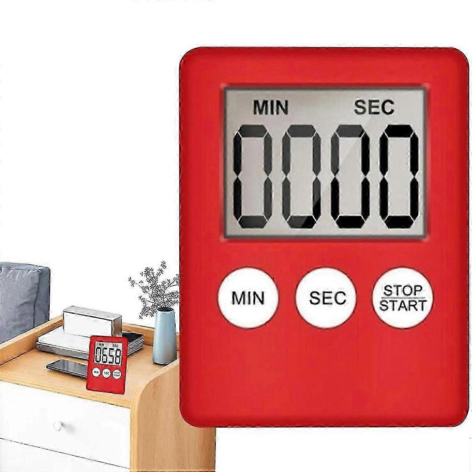 Digital Kitchen Timer, Timer, Egg Timer, Suitable compatible with Work, Sports Timer, Game, Cooking Timer, 2 Pack Red