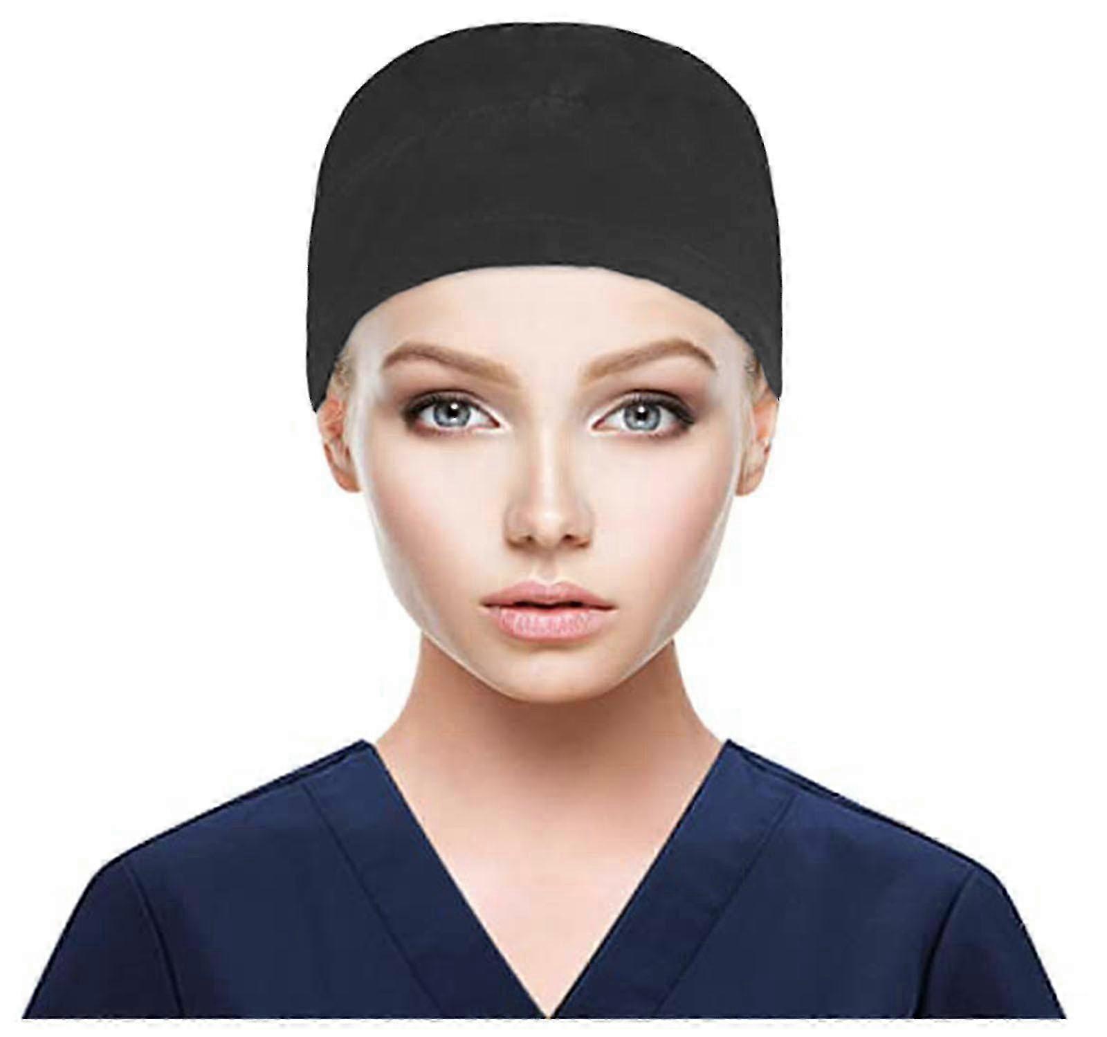 Button-Featured Bouffant Scrub Cap Cotton