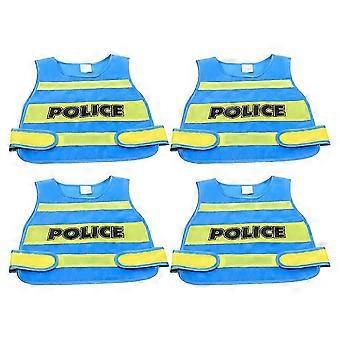 Kids Police Officer Vest 4Pcs Set for Halloween Pretend Play Costume Blue Fabric