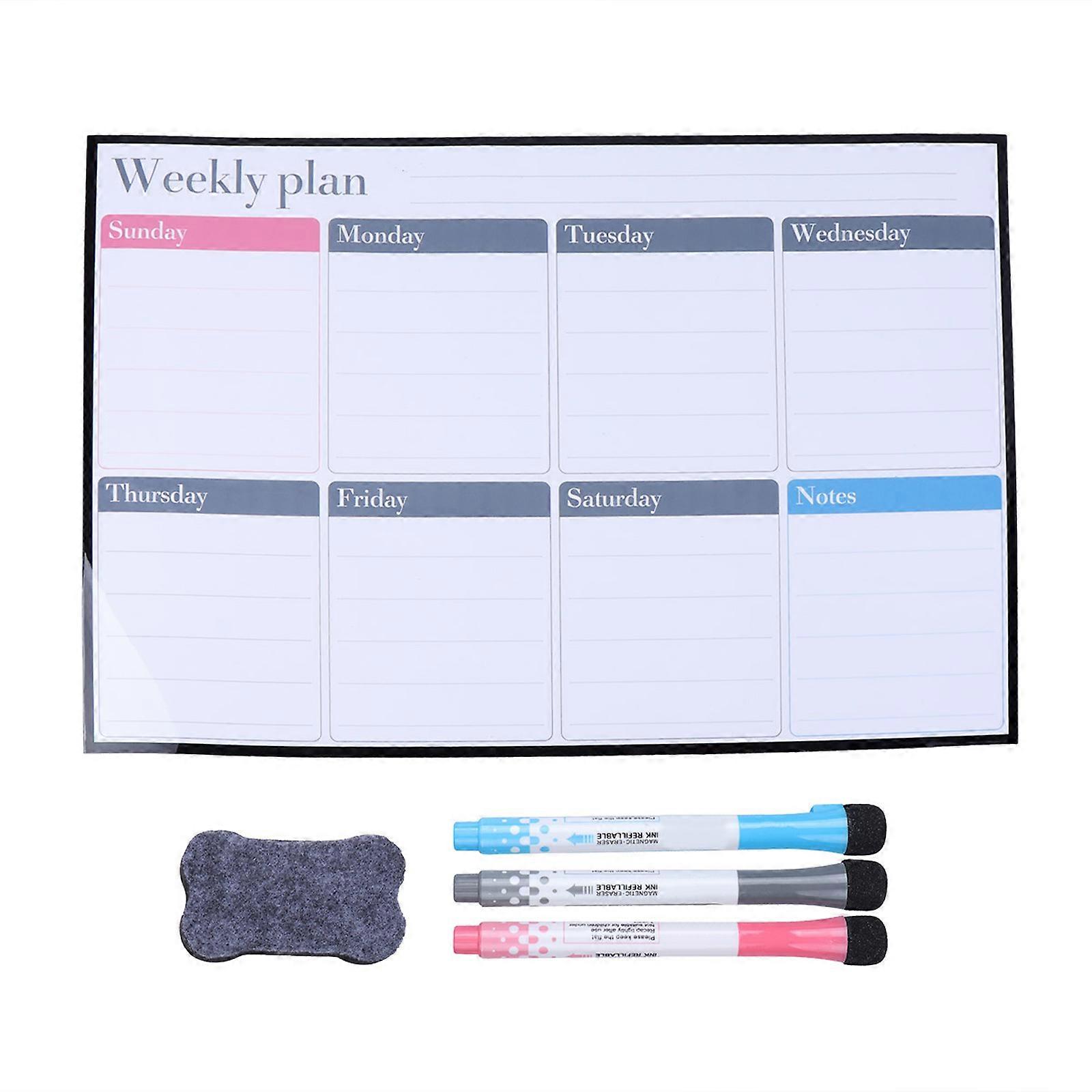Weekly Plan Magnetic Whiteboard for Notes 2Sets Flexible Memo Board