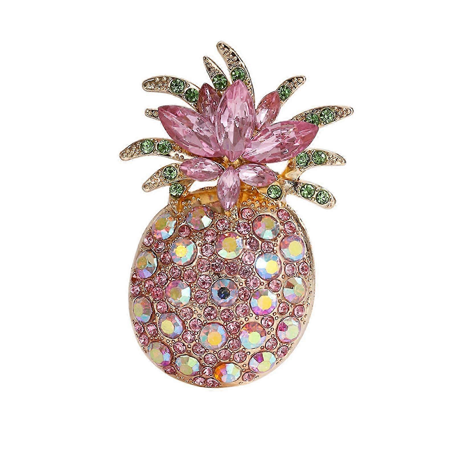 Vibrant Fruit Inspired Pineapple Brooch Featuring Sparkling, Multicolor
