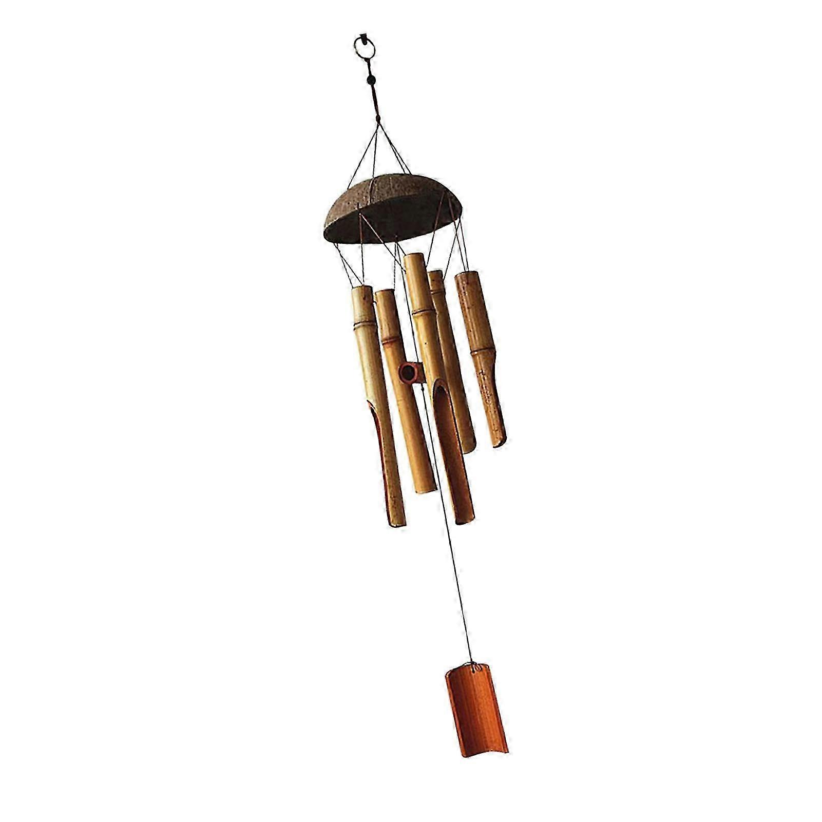 Bamboo Coconut Shell Wind Chime 5 Tubes