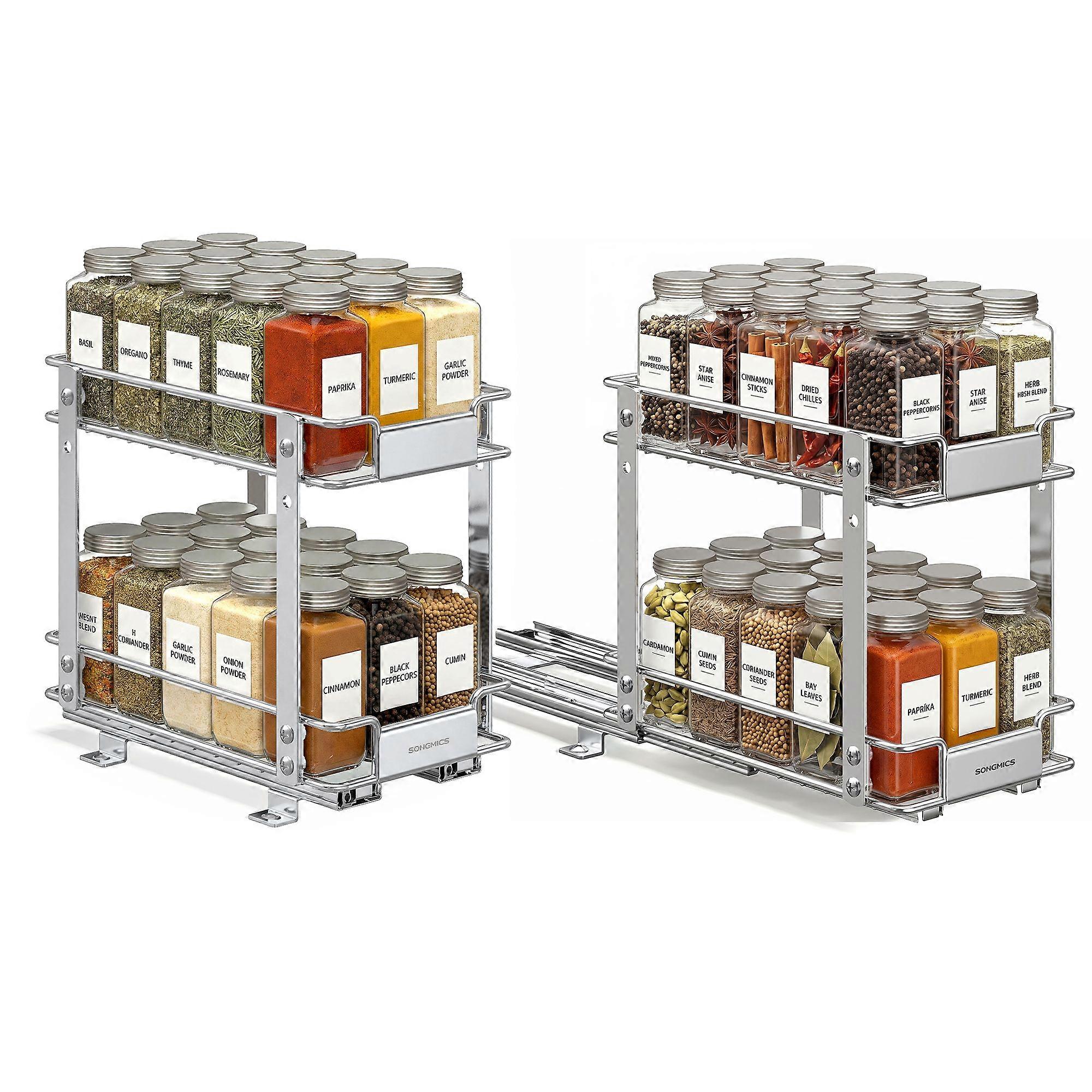 2 Tier Pull Out Spice Rack for inside Cabinets 1.2"H