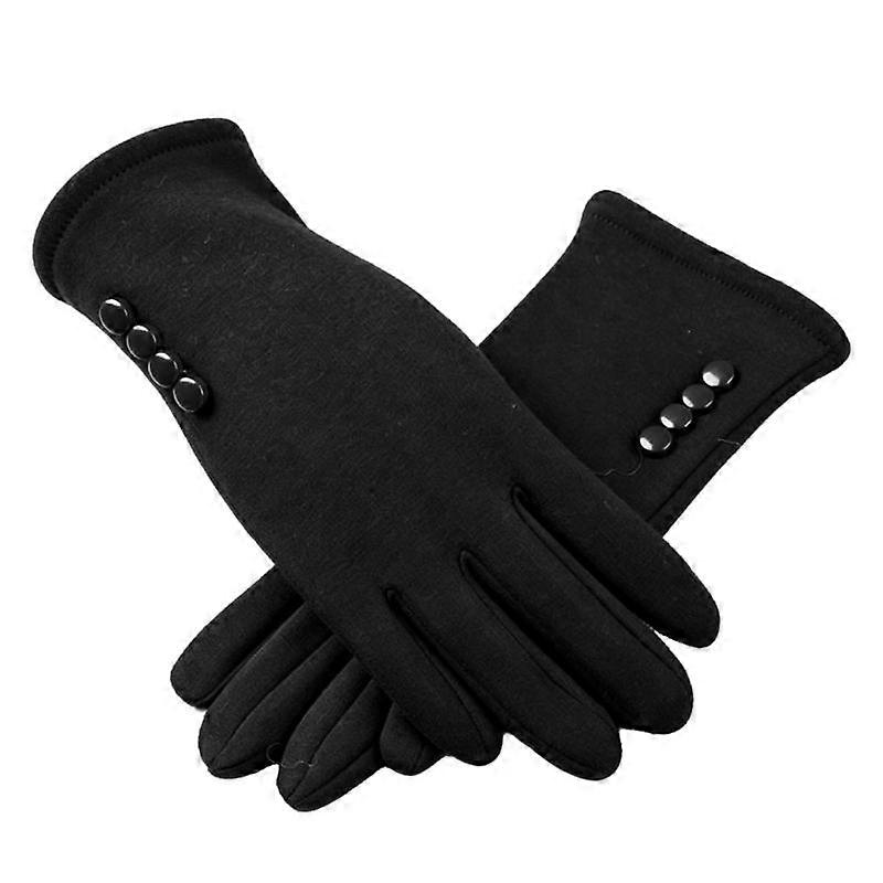 Womens Touchscreen Gloves Warm Fleece Lined Four Button Cuff Touch Sensitive