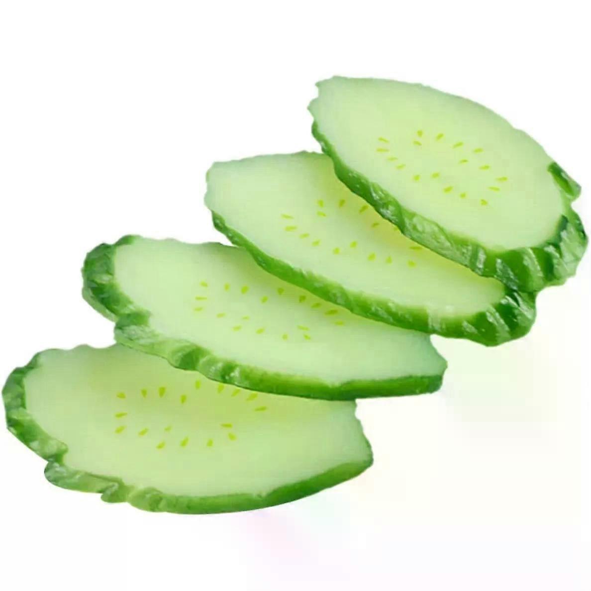 4pcs Lifelike Cucumber Slices PVC Simulation Vegetable Model