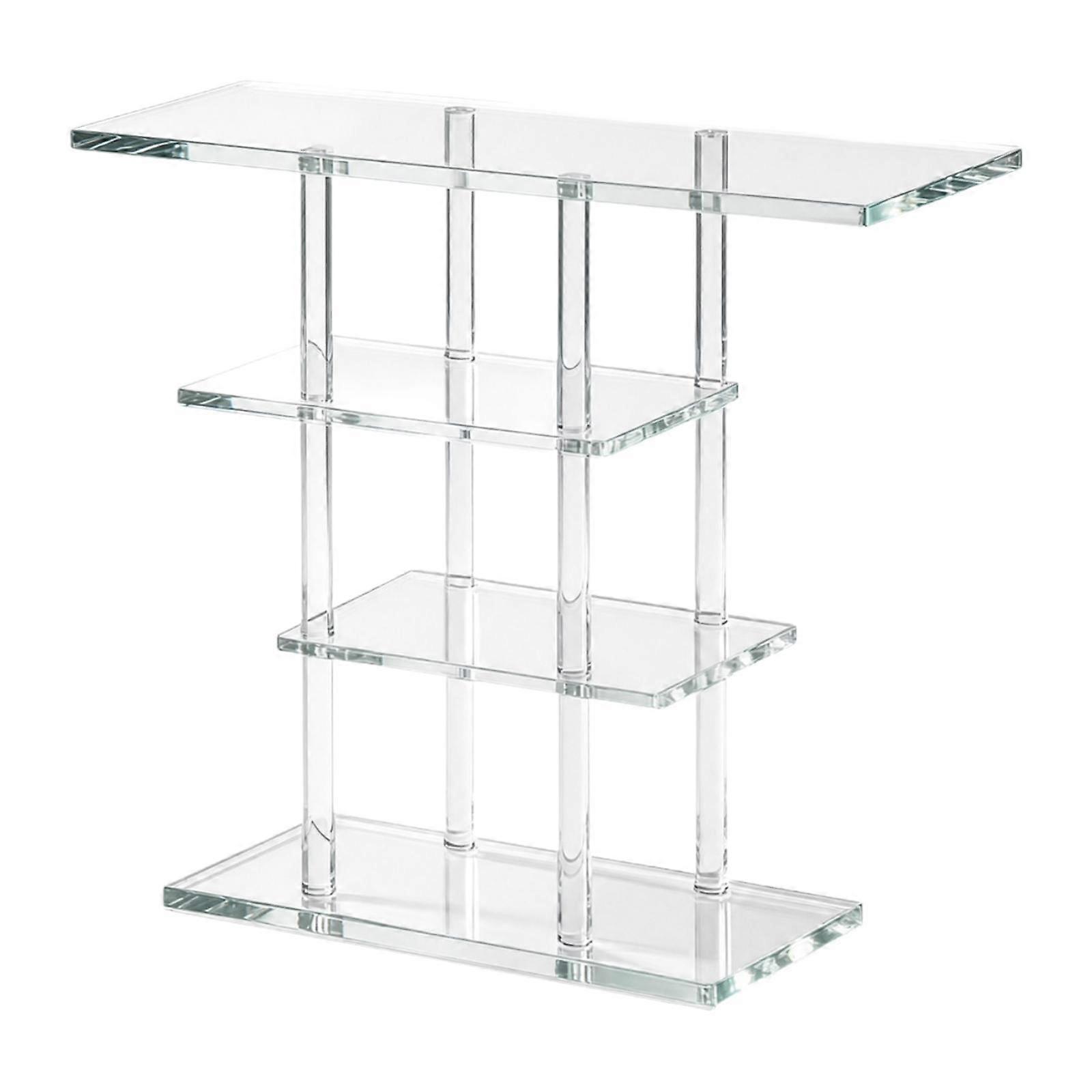 Clear Acrylic Side Table 4 Tier Bedside Table for Study Room Entryway Office