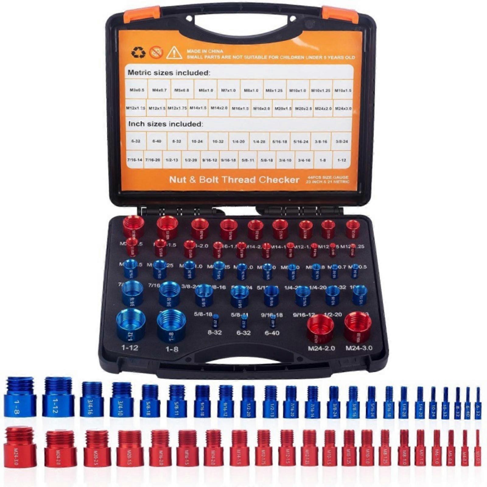 Thread Checker Set with Carrying Case Organized, Compact, Nut and Bolt Thread